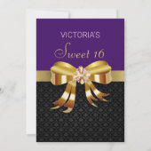 Chic Gold Ribbon zum Geburtstag Einladung (Rückseite)