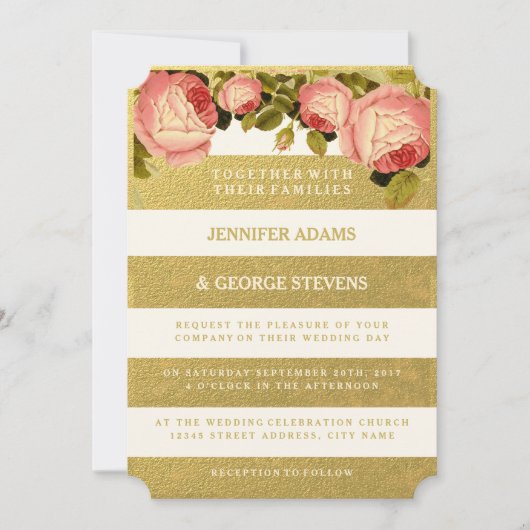 CHIC GOLD | ROSE WEDING INVITATION EINLADUNG (Vorderseite)