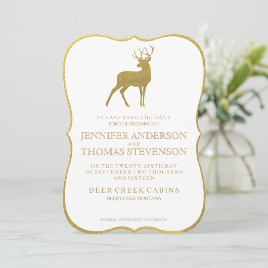 CHIC GOLD | RUSTIKTIEFE SAVE THE DATE (Stehend Vorderseite)