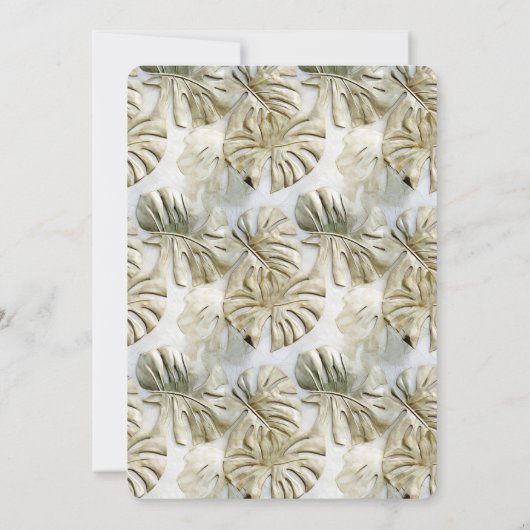 Chic Gold Sage Green Tropical Brautparty Einladung (Rückseite)