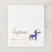 Chic Gold Sagittarius Zodiac Birthday Platzkarte (Außenseite Aufgefaltet)