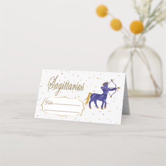 Chic Gold Sagittarius Zodiac Birthday Platzkarte (Vorderseite)