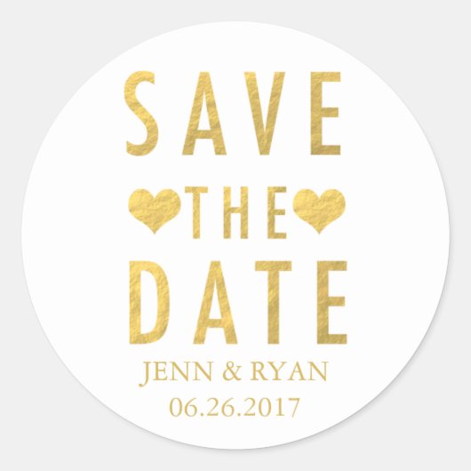 CHIC GOLD SAVE THE DATE RUNDER AUFKLEBER (Vorderseite)