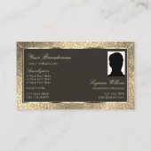 Chic Gold Schlange Dunkelbraun mit Monogramm und F Visitenkarte (Rückseite)