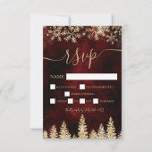 Chic gold Schnee Pine Roter Weihnachtsfest uAwg RSVP Karte (Vorderseite)