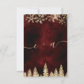 Chic gold Schnee Pine Roter Weihnachtsfest uAwg RSVP Karte (Rückseite)