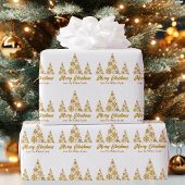 Chic Gold Schneeflocken Frohe Weihnachtsbaum Custo Geschenkpapier