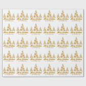 Chic Gold Schneeflocken Frohe Weihnachtsbaum Custo Geschenkpapier (Flach)