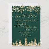 Chic gold Schneekiefer grün Weihnachten Save The Date (Vorderseite)
