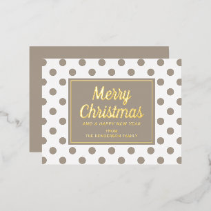 Chic Gold Schrift Taupe Tupfen Frohe Weihnachten Folien Feiertagspostkarte
