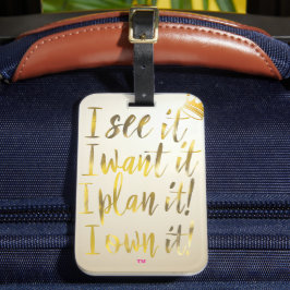 Chic Gold-Schrift-Typografie Motivations-Text Gepäckanhänger