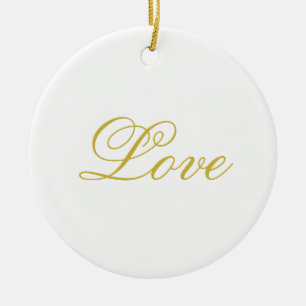 Chic Gold Schrift Weiß Liebe Hochzeit Kalligrafie Keramik Ornament