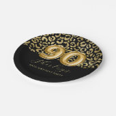 Chic Gold Schwarz Leopardendruck 90. Geburtstag Pappteller (Schrägansicht)
