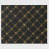Chic Gold Schwarz Luxus-Onyx-Karomuster Geschenkpapier (Flach)