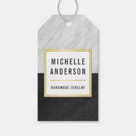 Chic Gold Schwarz und Weiß Marmor Handgefertigte S Geschenkanhänger