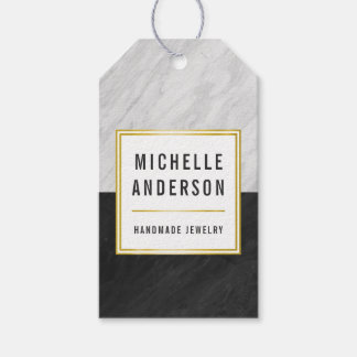 Chic Gold Schwarz und Weiß Marmor Handgefertigte S Geschenkanhänger