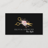 Chic Gold Scissors Salon Terminkarte (Vorderseite)