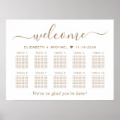 Chic Gold Script 10 Tabelle Seating Chart Poster (Vorne)