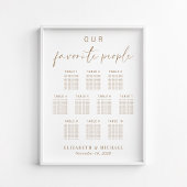 Chic Gold Script 10 Tabelle Seating Chart Poster