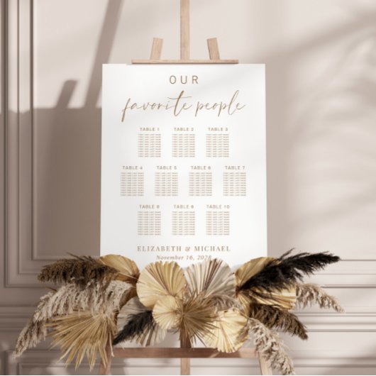 Chic Gold Script 10 Tabelle Seating Chart Poster
