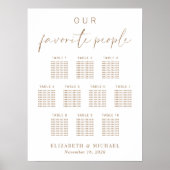 Chic Gold Script 10 Tabelle Seating Chart Poster (Vorne)