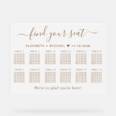 Chic Gold Script 12 Table Wedding Seating Mattiert Acrylschild (Vorderseite)