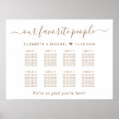 Chic Gold Script 8 Table Wedding Chart Poster (Vorne)