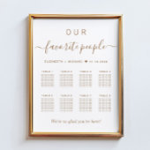 Chic Gold Script 8 Table Wedding Chart Poster
