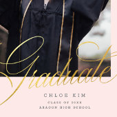 Chic Gold Script Arch Blush Pink Abschluss Foto Ankündigung