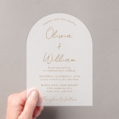 Chic Gold Script Arch Wedding Mattiert Acryleinladungen (Insitu (Handheld))