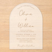Chic Gold Script Arch Wedding Mattiert Acryleinladungen (Vorderseite)