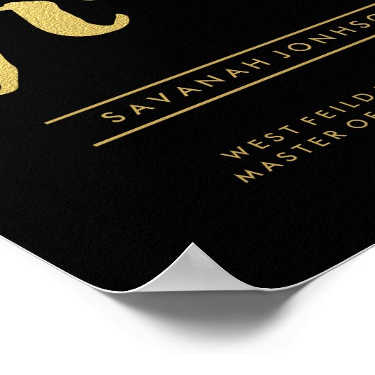 Chic Gold Script | Black 2015 Graduate Poster (Ecke)