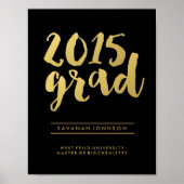 Chic Gold Script | Black 2015 Graduate Poster (Vorne)