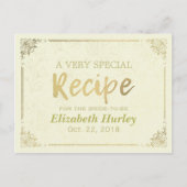Chic Gold Script Blumenrahmen Brautparty Rezept Einladungspostkarte (Vorderseite)