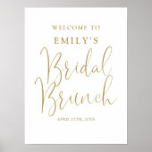 Chic Gold Script Bridal Brunch Begrüßungszeichen Poster (Vorne)