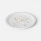 Chic Gold Script Calligraphy Brautparty Pappteller (Schrägansicht)