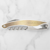 Chic Gold Script Calligraphy Shiny Gold Wedding Kellnermesser (Rückseite)