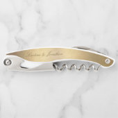 Chic Gold Script Calligraphy Shiny Gold Wedding Kellnermesser (Vorderseite)