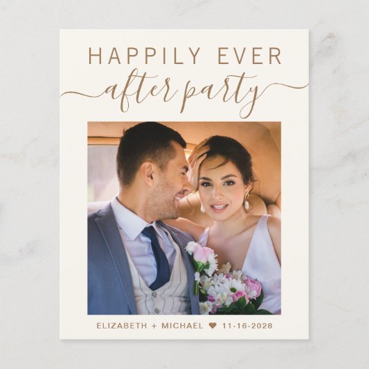 Chic Gold Script Foto Hochzeitsempfang Einladung (Vorderseite)