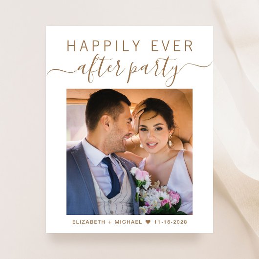 Chic Gold Script Foto Hochzeitsempfang Einladung
