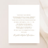 Chic Gold Script Foto Hochzeitsempfang Einladung