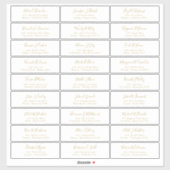 Chic Gold Script Guest Names Adressenaufkleber Aufkleber (Blatt)