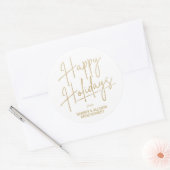 Chic Gold Script Happy Holidays White Runder Aufkleber (Umschlag)