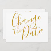 Chic Gold Script Hochzeit ändern das Datum Save The Date (Vorne/Hinten)