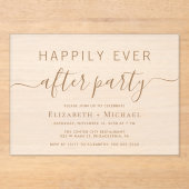 Chic Gold Script Hochzeit nach dem Party Mattiert Acryleinladungen (Vorderseite)