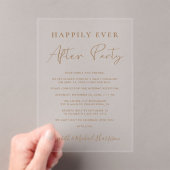 Chic Gold Script Hochzeitsempfang Acryleinladungen (Insitu (Handheld))