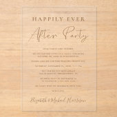 Chic Gold Script Hochzeitsempfang Acryleinladungen (Vorderseite)