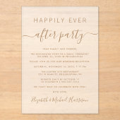 Chic Gold Script Hochzeitsempfang Mattiert Acryleinladungen (Vorderseite)