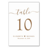 Chic Gold Script Hochzeitsempfang Tischnummer (Vorderseite)