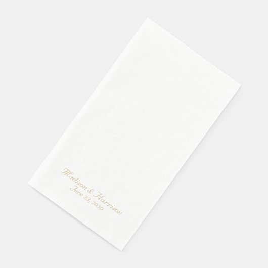 Chic Gold Script individuelle Name datieren Hochze Serviette (Ecke)